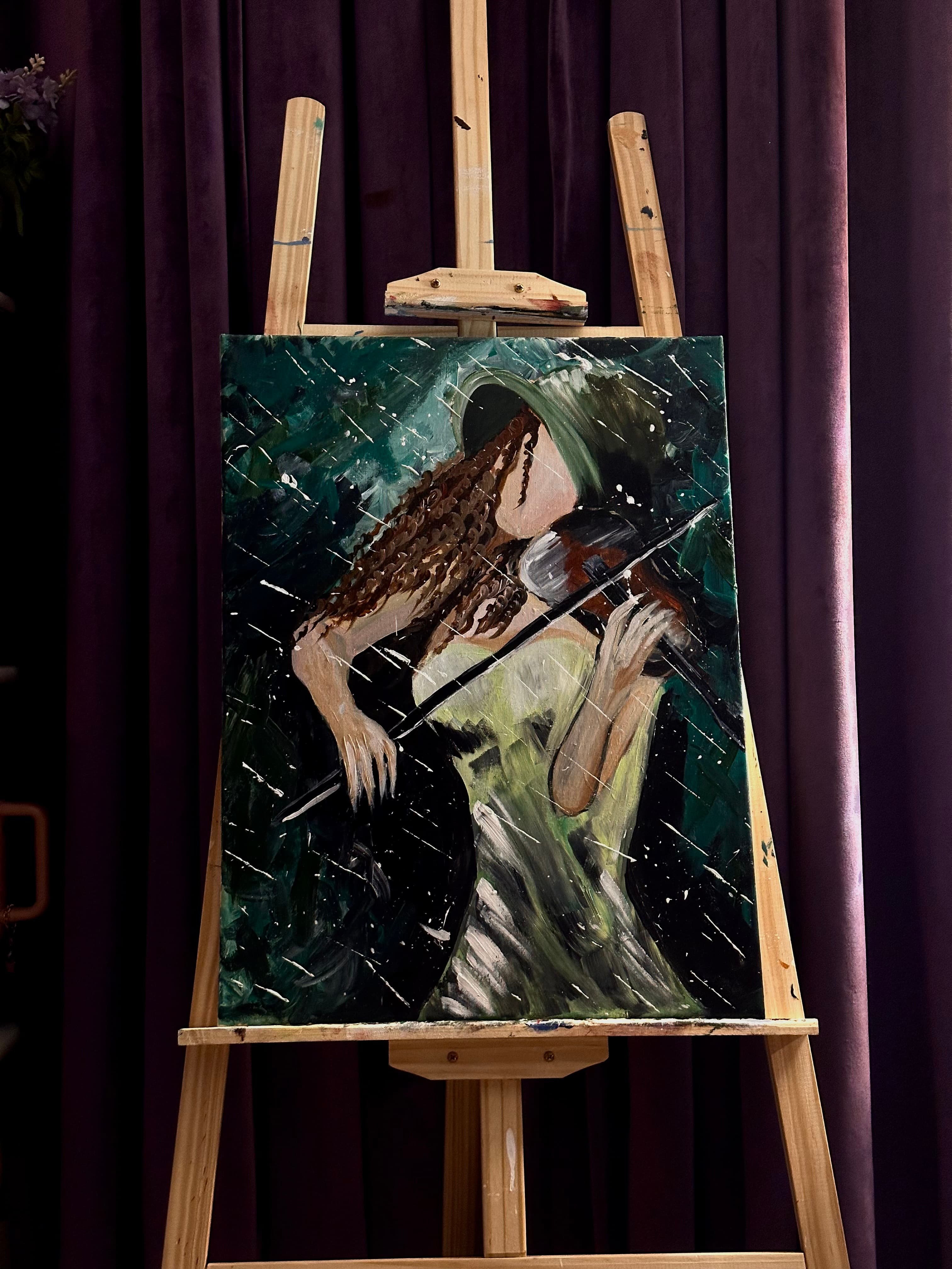 Violin in the rain